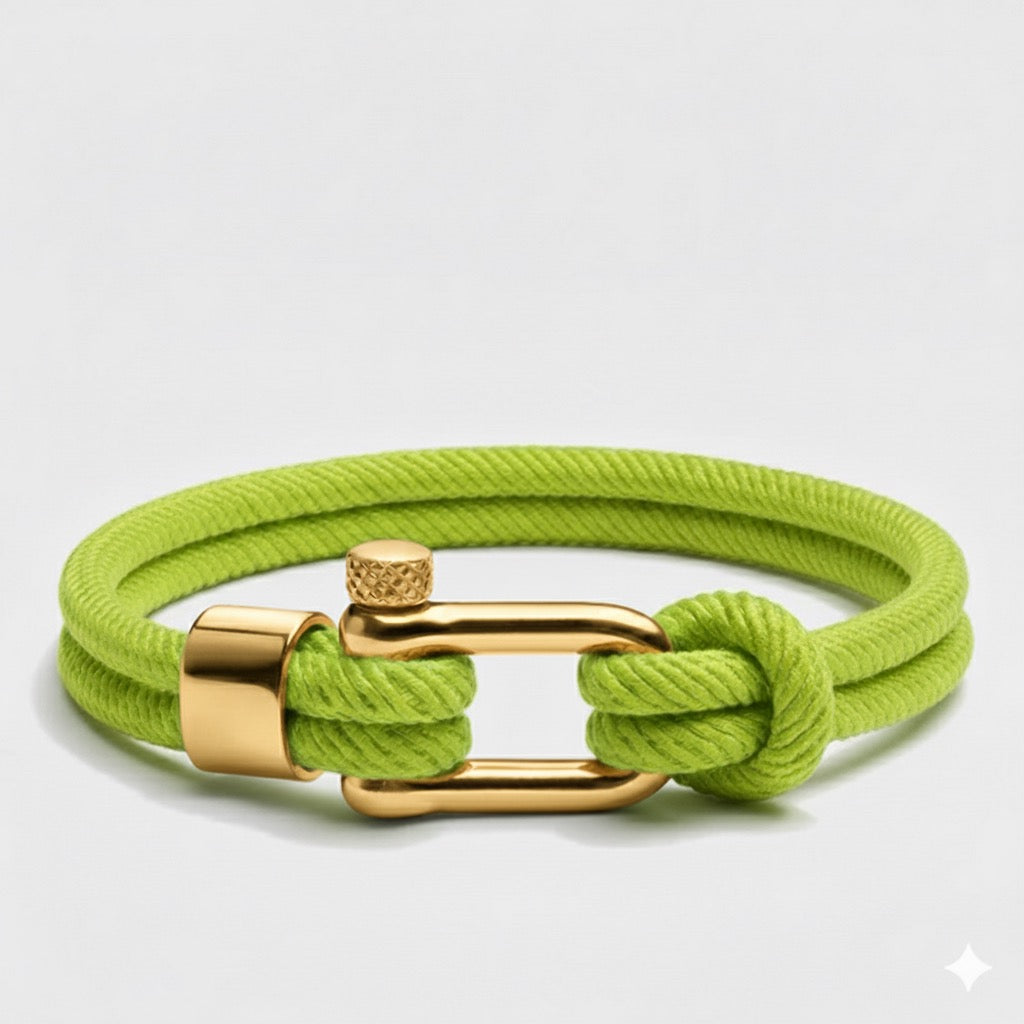 Lime Green Nautical Rope bracelet & Cuban