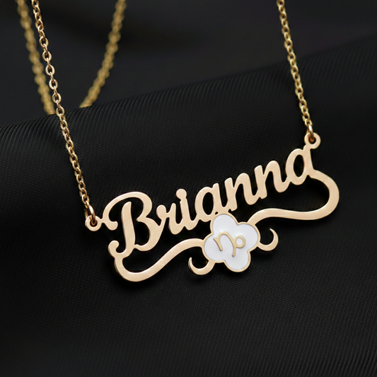Exclusive Clover Zodiac Name Necklace