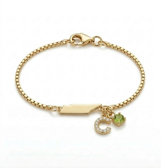 Exclusive Tennessee initial birthstone Bracelet