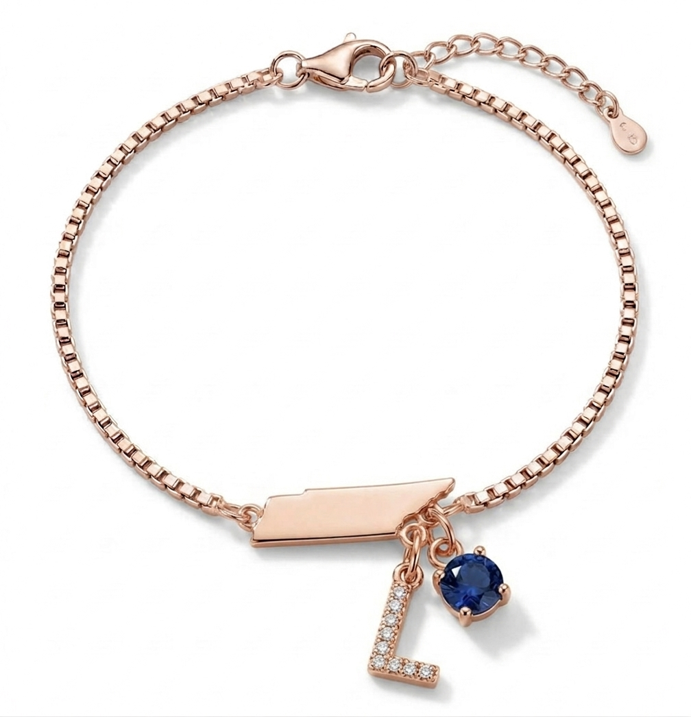 Exclusive Tennessee initial birthstone Bracelet