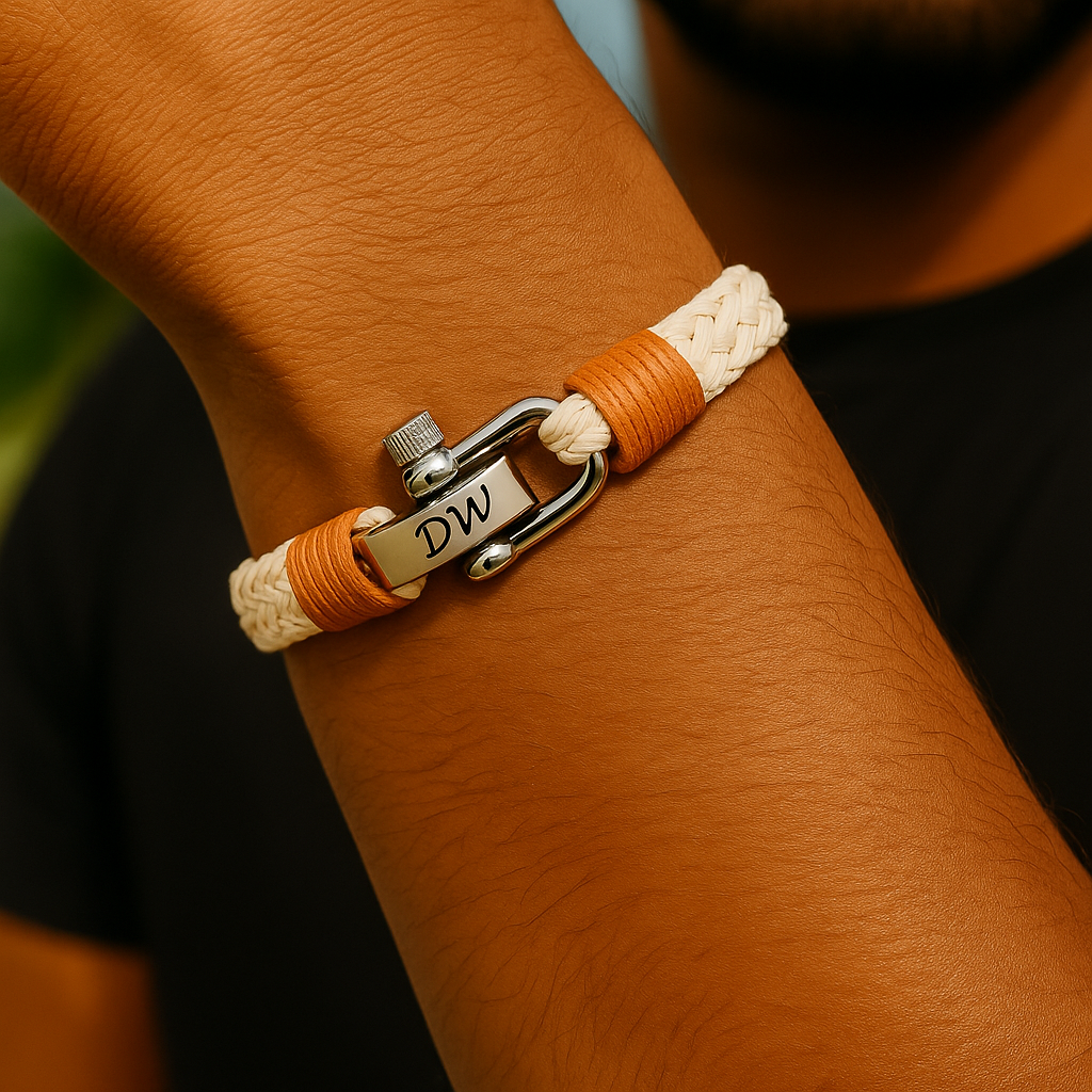 Nautical rope & Cuban Bracelet combo set