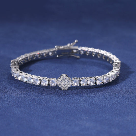 CLOVER LEAF TENNIS BRACELET - SILVER PLATED