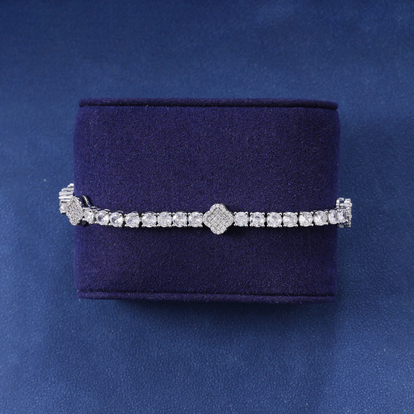 Klaverbladtennisarmband - verzilverd