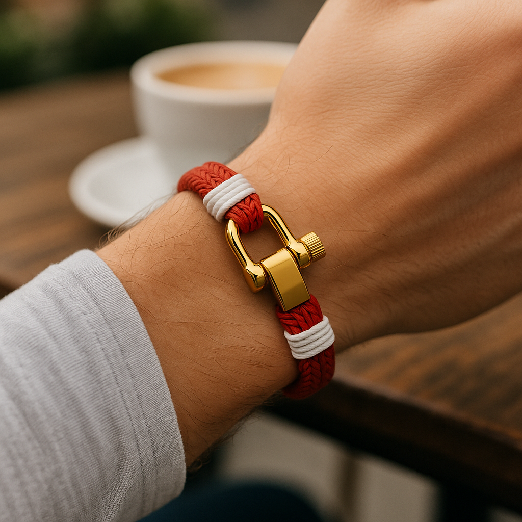 Exclusive Nautical Rope bracelet & Cuban Combo Set