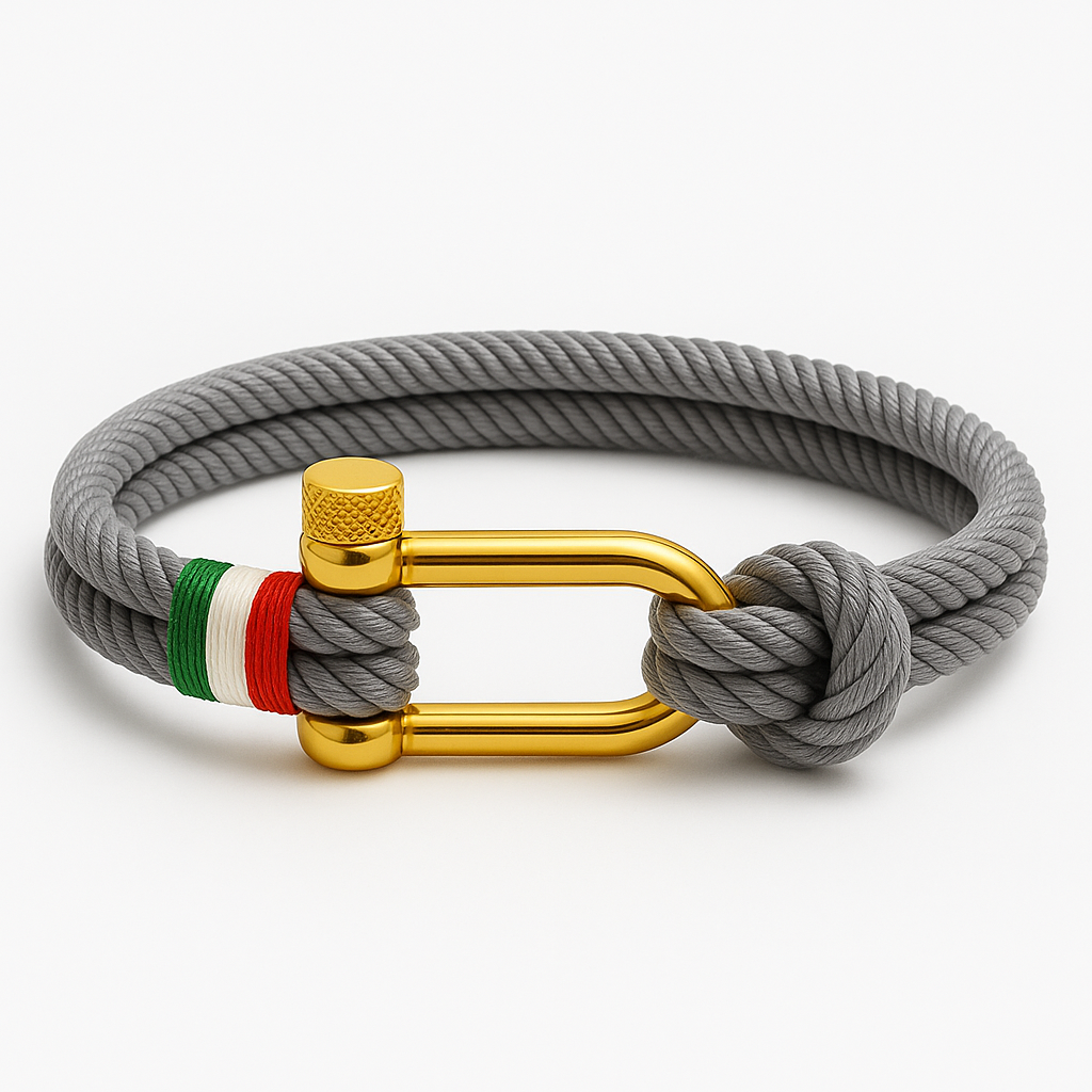 Exklusives italienisches Nautik -Grau -Seilarmband