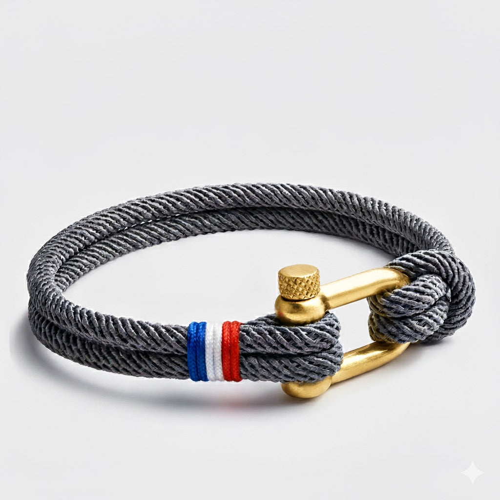 Bracelet de corde gris nautique exclusif France