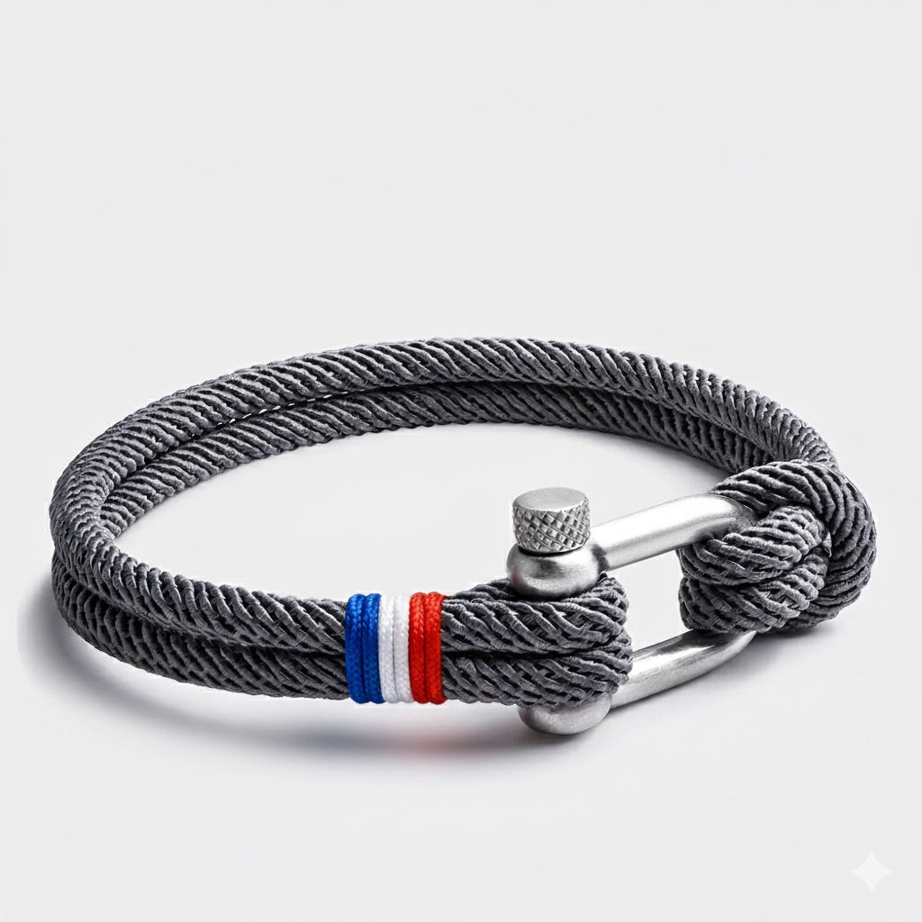 Bracelet de corde gris nautique exclusif France