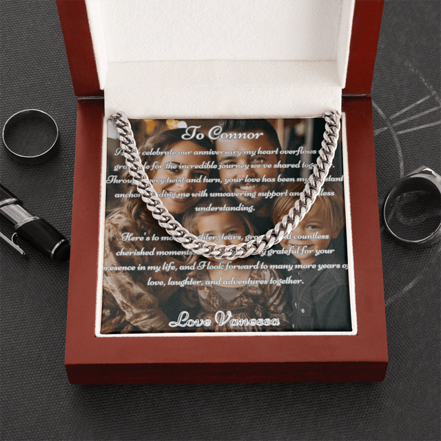 Carte de message personnalisée, boîte de luxe, montre et chaîne