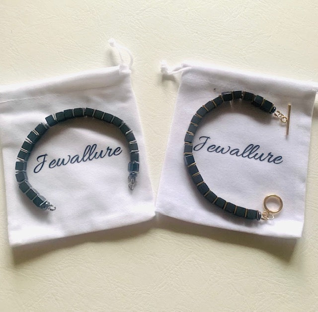 Exklusives Hämatithandmatch -Würfelarmband 6 mm.