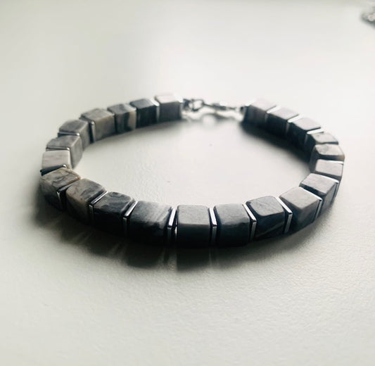 Exklusive Karte Jasper Cube Armband 6mm