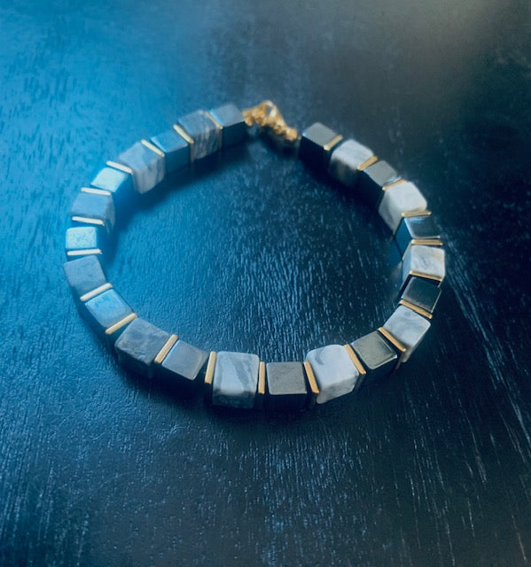 Exklusive Karte Jasper, Hämatitwürfelarmband 6 mm