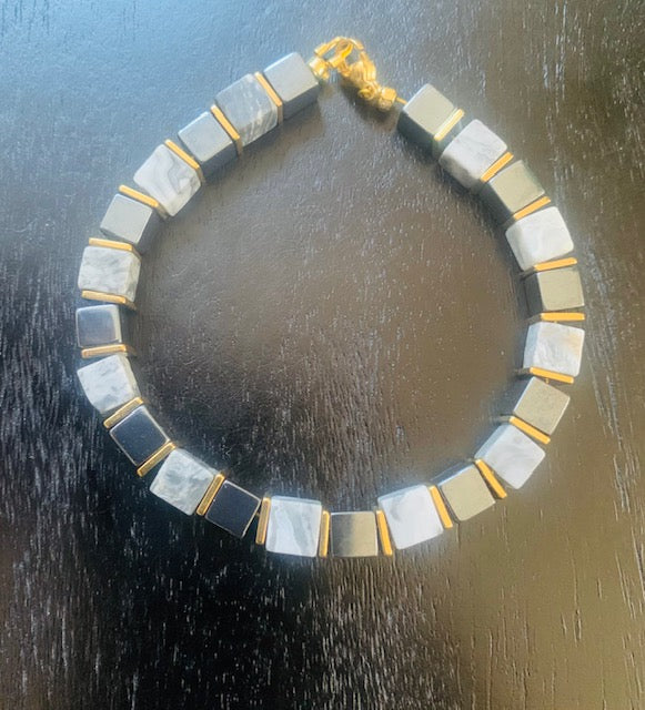 Exklusive Karte Jasper, Hämatitwürfelarmband 6 mm