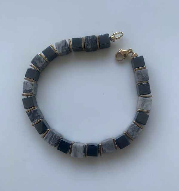 Exklusive Karte Jasper, Hämatitwürfelarmband 6 mm