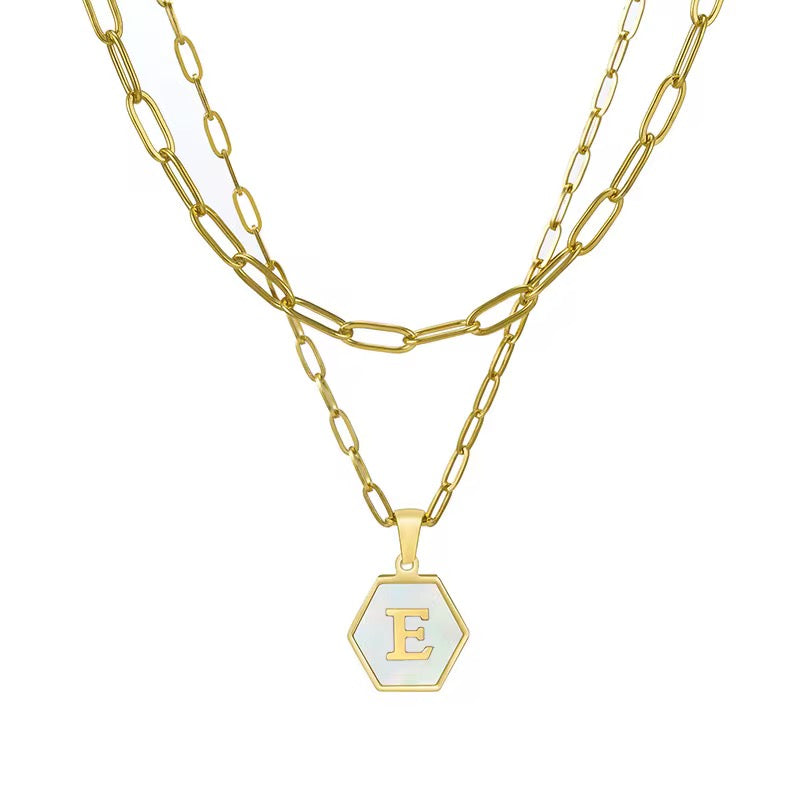 Exclusive Michigan Map Double Sided Hexagon Initial Necklace