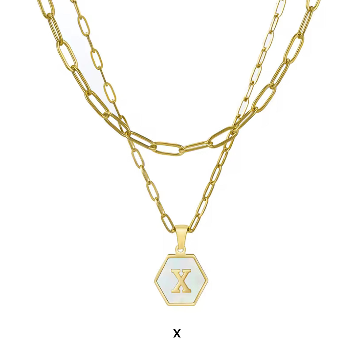 Exclusive Michigan Map Double Sided Hexagon Initial Necklace