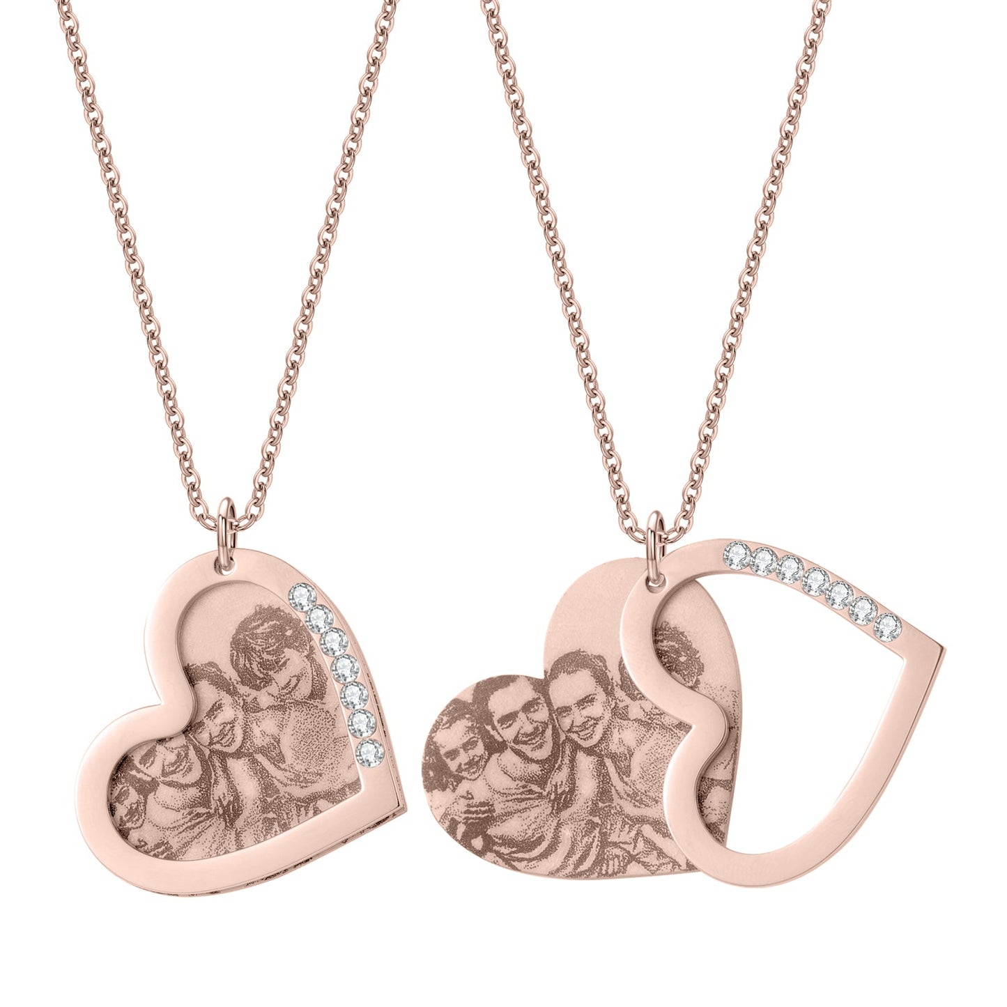 Benutzerdefinierte Bild graviertes Herz Diamantkette