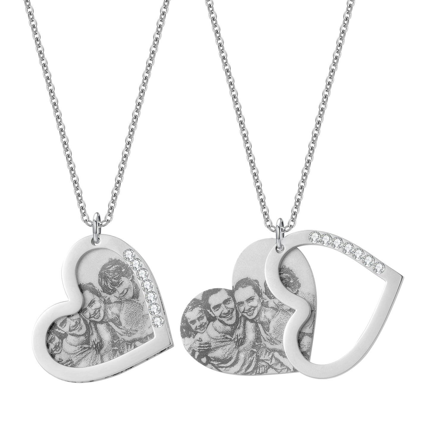 Benutzerdefinierte Bild graviertes Herz Diamantkette