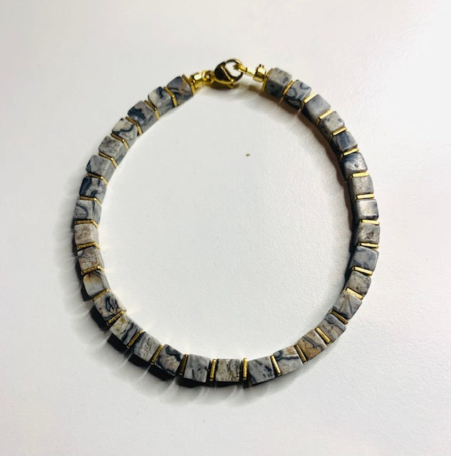 Exclusieve kaart Jasper Cube armband 4 mm