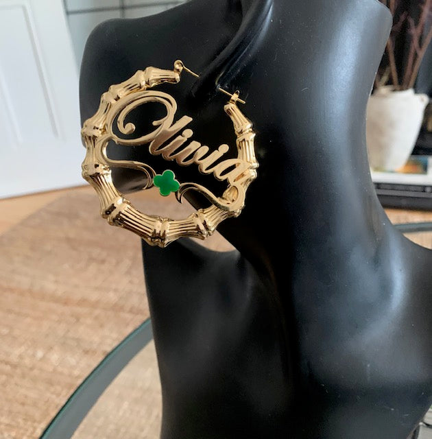 Exclusive Personalized Bamboo Clover Earrings