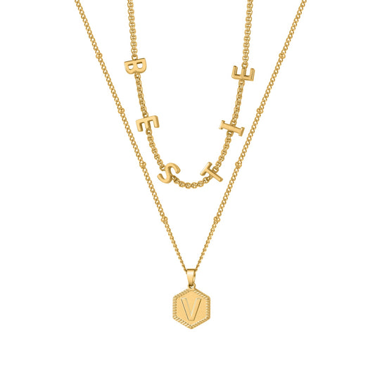 Custom Initial Letters Layered Necklace