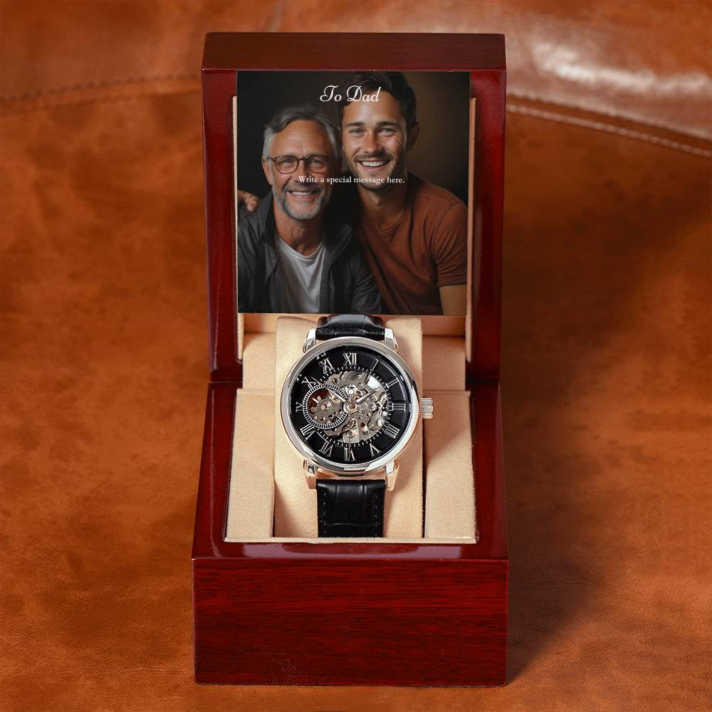 Carte de message personnalisée, boîte de luxe, montre et chaîne