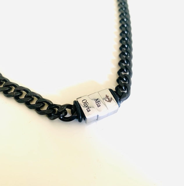Black Cuban Link Chain With Names