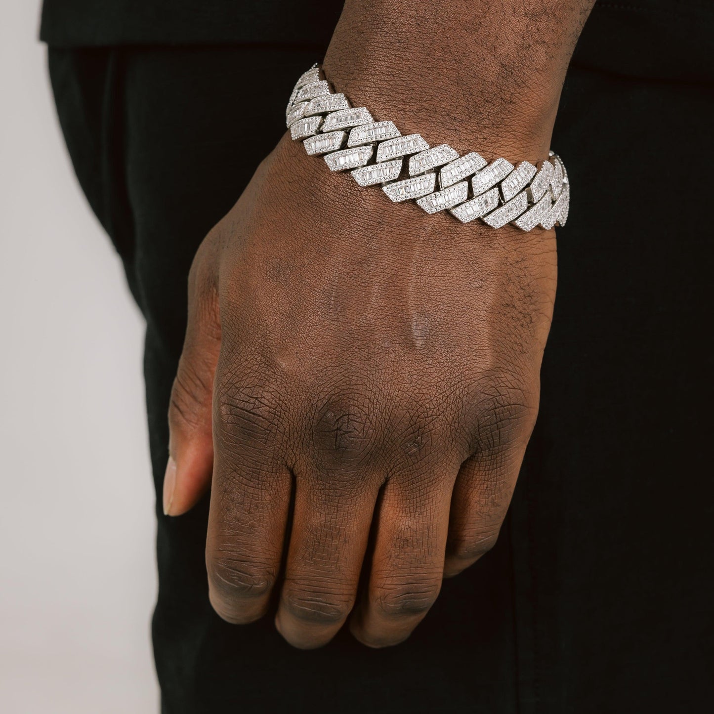 19mm Moissanite Baguette Cuban Bracelet