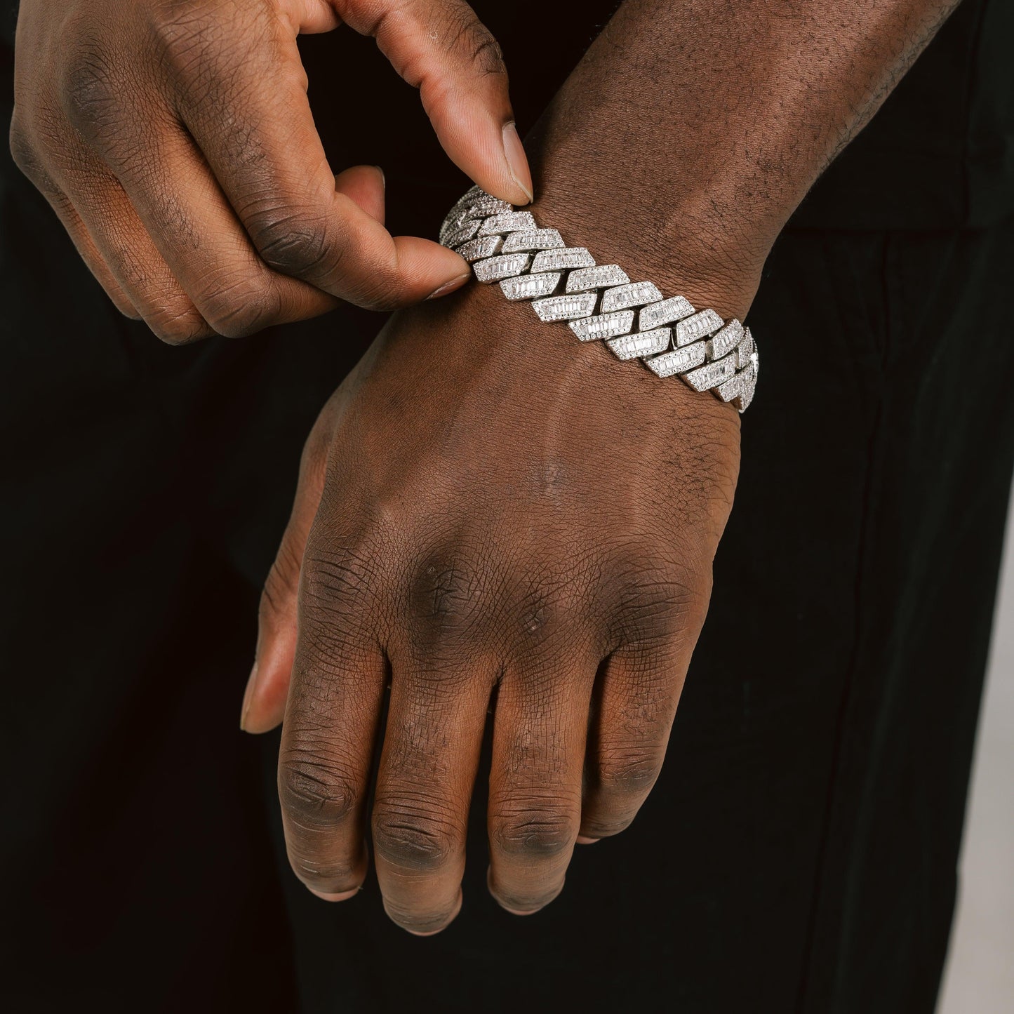 19mm Moissanite Baguette Cuban Bracelet