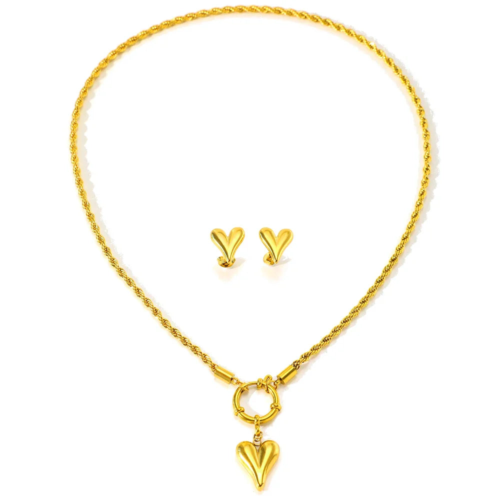 Touwketen anker sluit het hart ketting en oorbel set