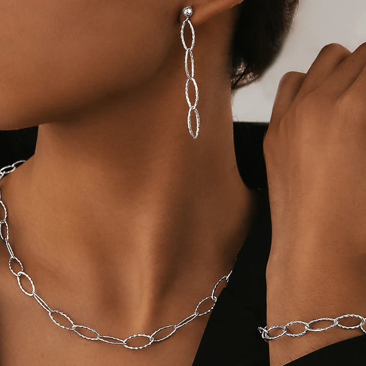 Collar ovalado de papel geométrico, pulsera, juego de aretes