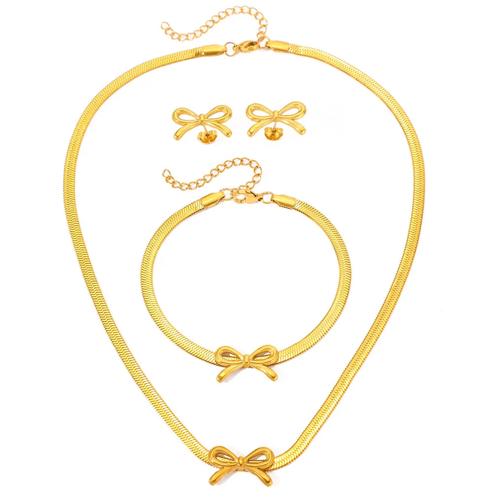 Collar de cadena de espiga femenina, pulsera y arete