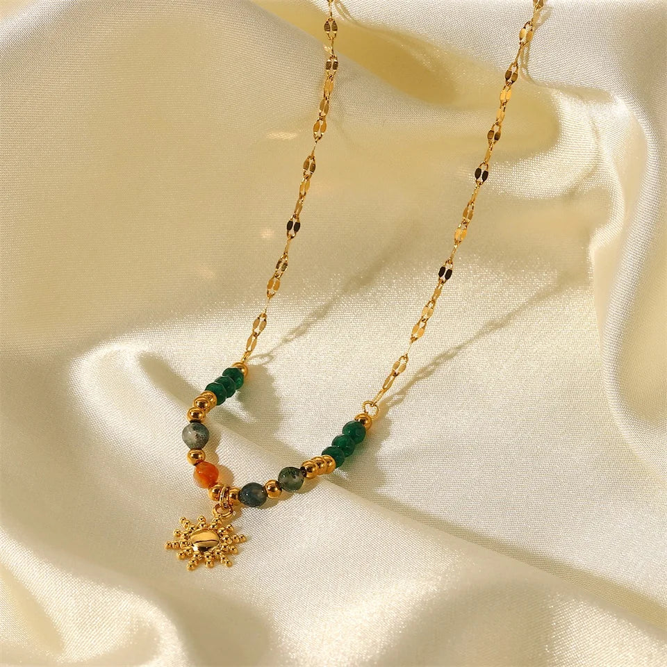 Dainty Boho Inspired Sun Pendant Necklace