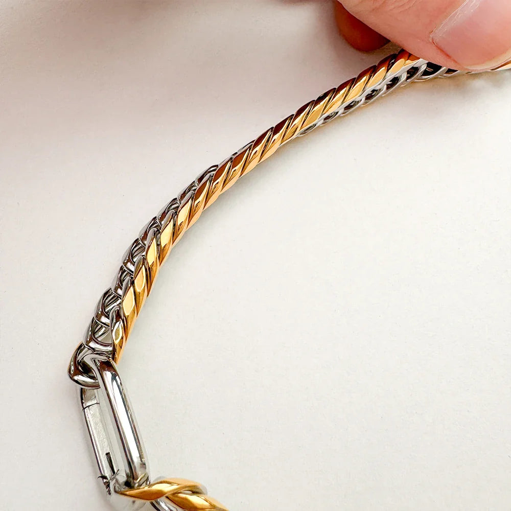 18k Luxe Two Tone Cuban Chain & Rope Disc Necklace