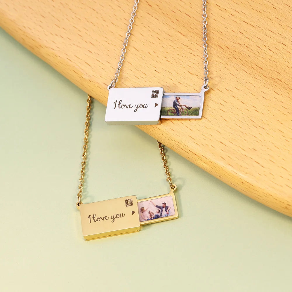 Personalized Custom Photo Envelope Necklace
