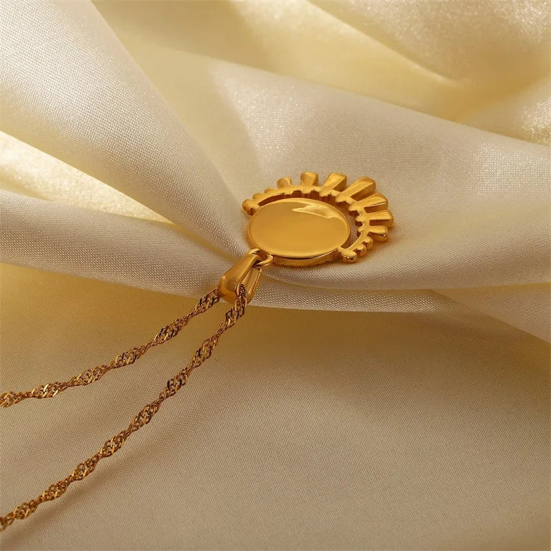 18K Collier de Sun Sun & Moon Evil Eye