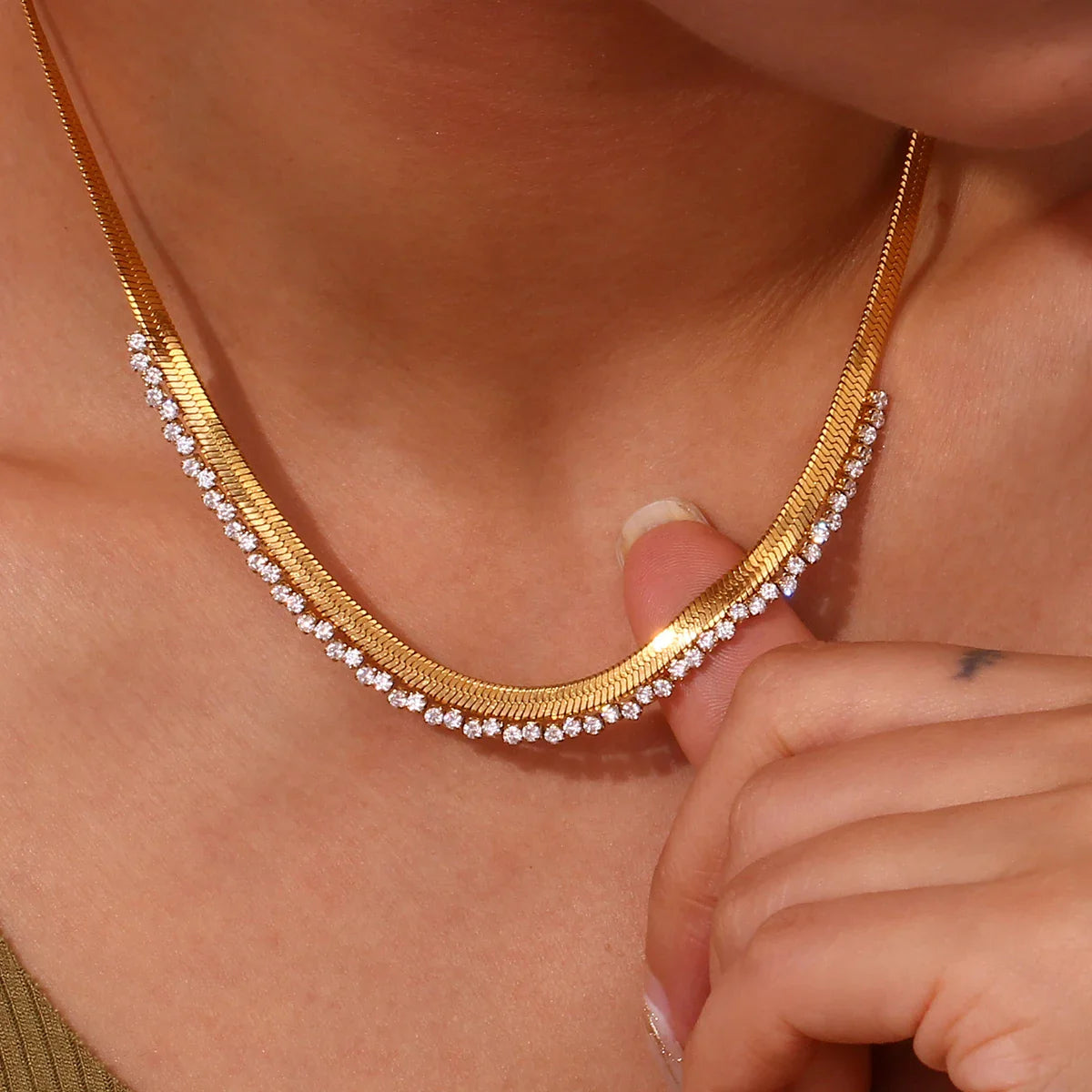 Herringband Diamond Dazzle ketting