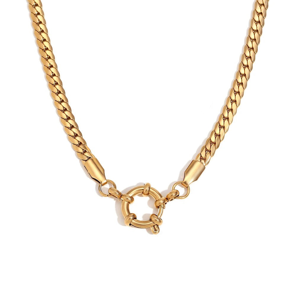 18k Anchor Wheel Clasp Chain Necklaces