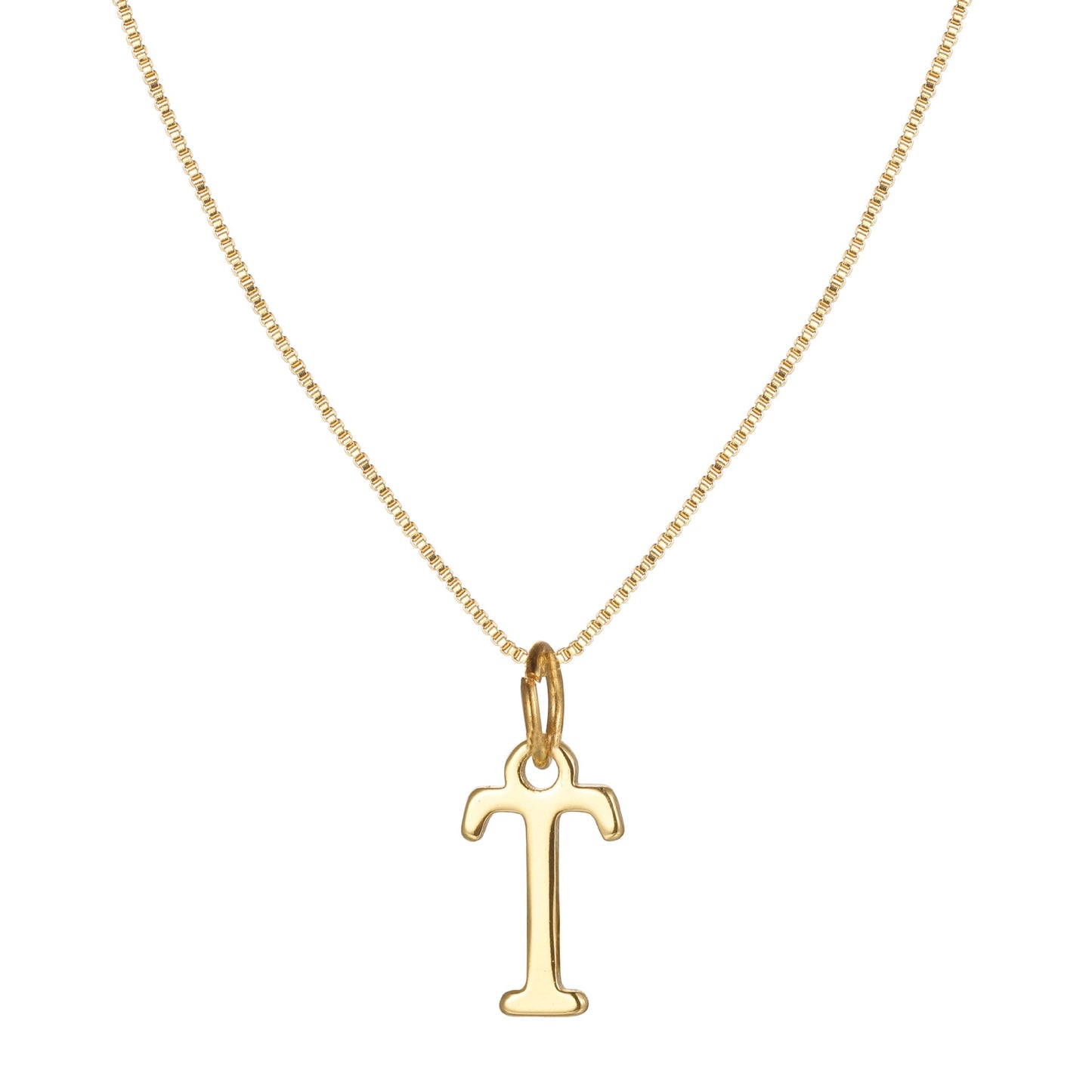 14k Minimal Serif Initial Necklace