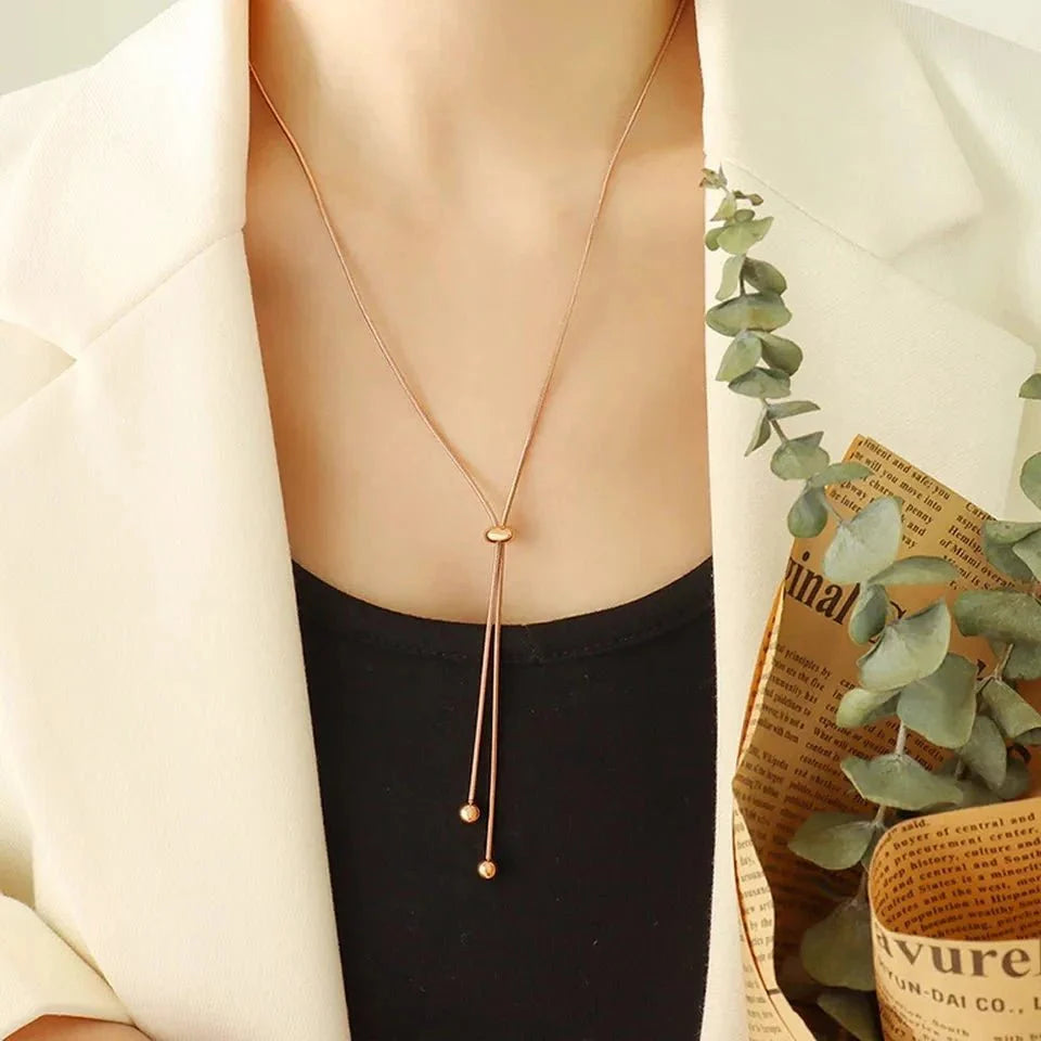 Adjustable Snake Chain Lariat Necklace - Veinci