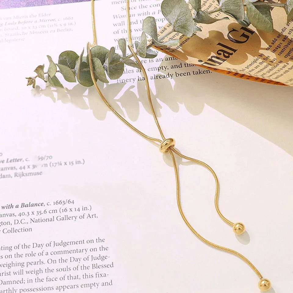Adjustable Snake Chain Lariat Necklace - Veinci