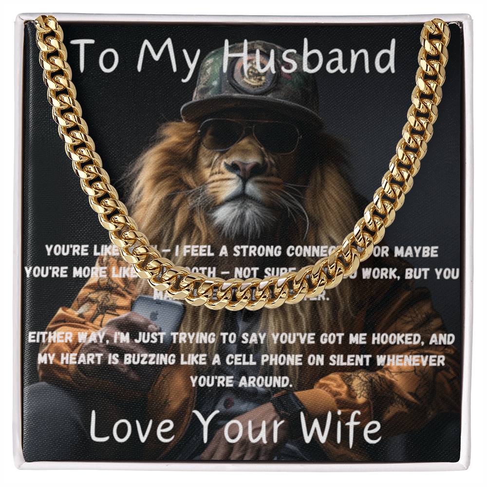 Kubanische Verbindungskette mit amüsantem herzhafter Nachrichtenkarte für den Valentinstag