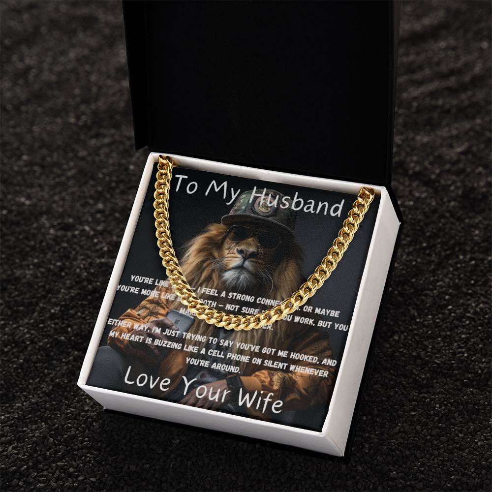 Kubanische Verbindungskette mit amüsantem herzhafter Nachrichtenkarte für den Valentinstag