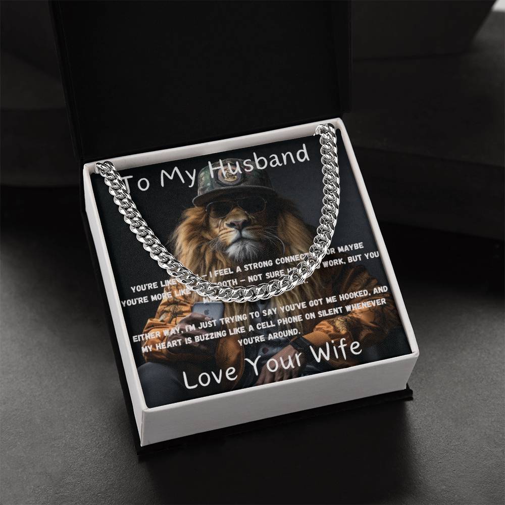 Kubanische Verbindungskette mit amüsantem herzhafter Nachrichtenkarte für den Valentinstag