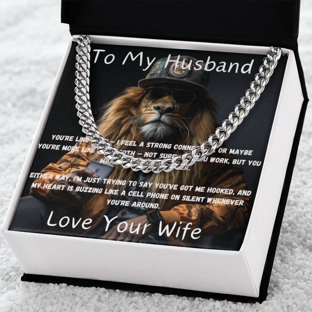 Kubanische Verbindungskette mit amüsantem herzhafter Nachrichtenkarte für den Valentinstag