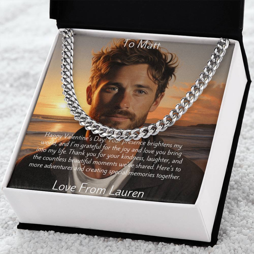 Personalised photo Message Card, Cuban Chain and photo animation