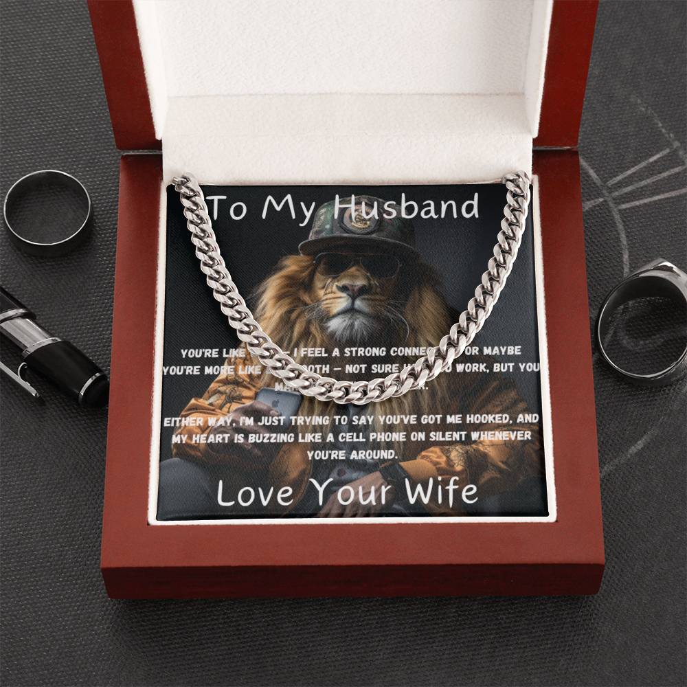 Kubanische Verbindungskette mit amüsantem herzhafter Nachrichtenkarte für den Valentinstag