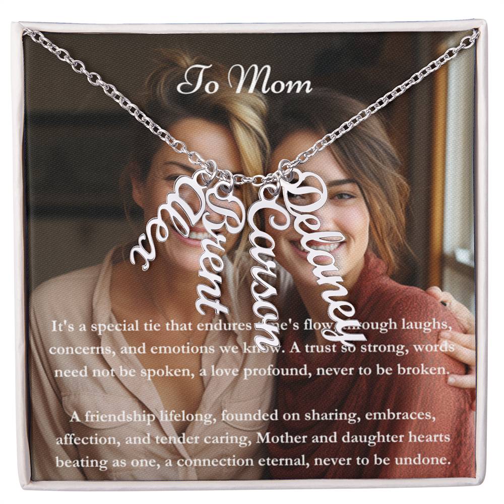 Carte de message photo personnalisée et collier de noms