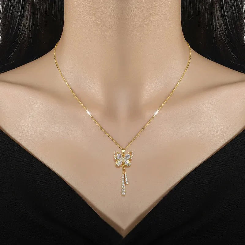 Charming Butterfly Diamond Dazzle Necklace - Veinci