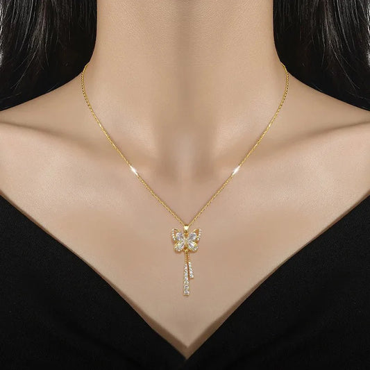 Charming Butterfly Diamond Dazzle Necklace - Veinci