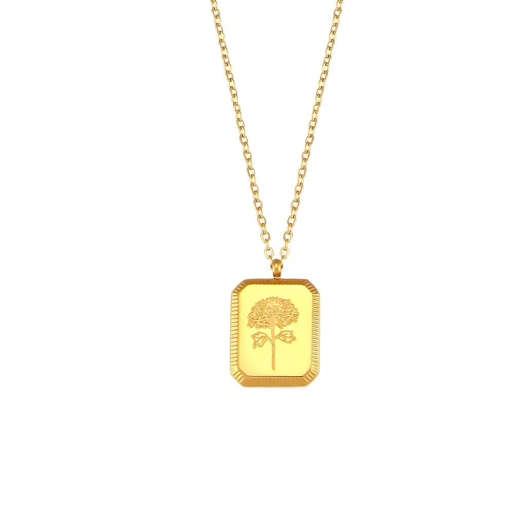 Dainty Birth Month Flower Necklace - Veinci